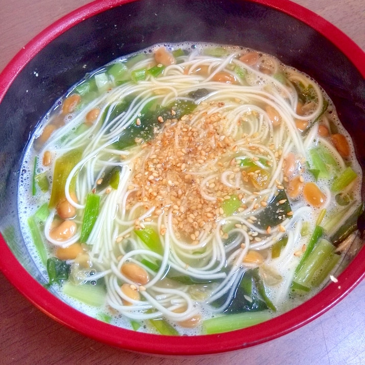 納豆入り 中華風とろとろにゅうめん